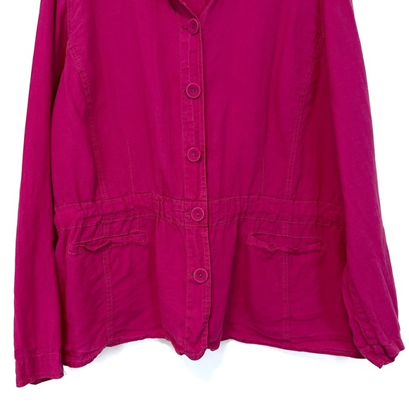 Eileen Fisher Woman | Pink Linen Cinch Waist Jacket Size 3X - Picture 3 of 13